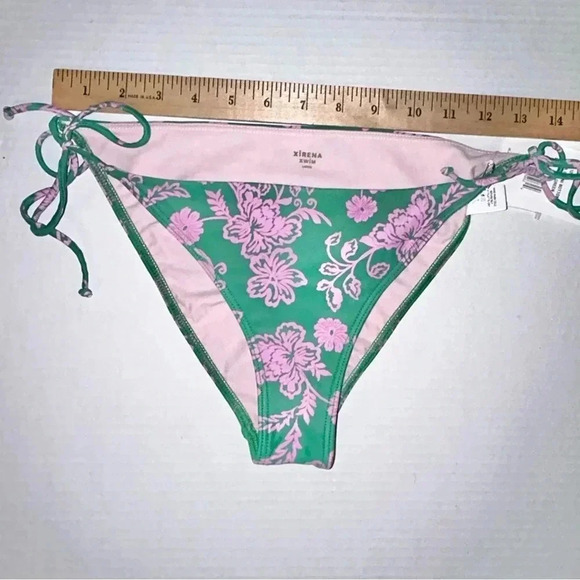 NEW Xirena Xwim Sims Bikini Swim Bottom Size Large Caprisyn Green Pink Floral - Picture 14 of 15